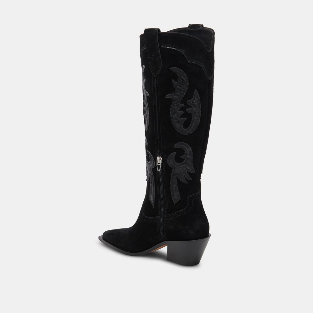 Dolce Vita Samsin Suede Women Western Boots Black | US-562417YIX