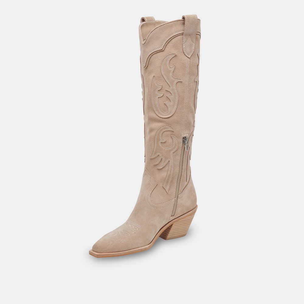 Dolce Vita Samsin Suede Women Western Boots Beige | US-853704HSG