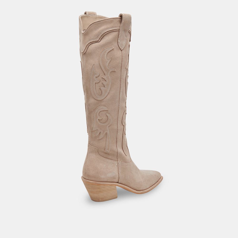 Dolce Vita Samsin Suede Women Western Boots Beige | US-853704HSG