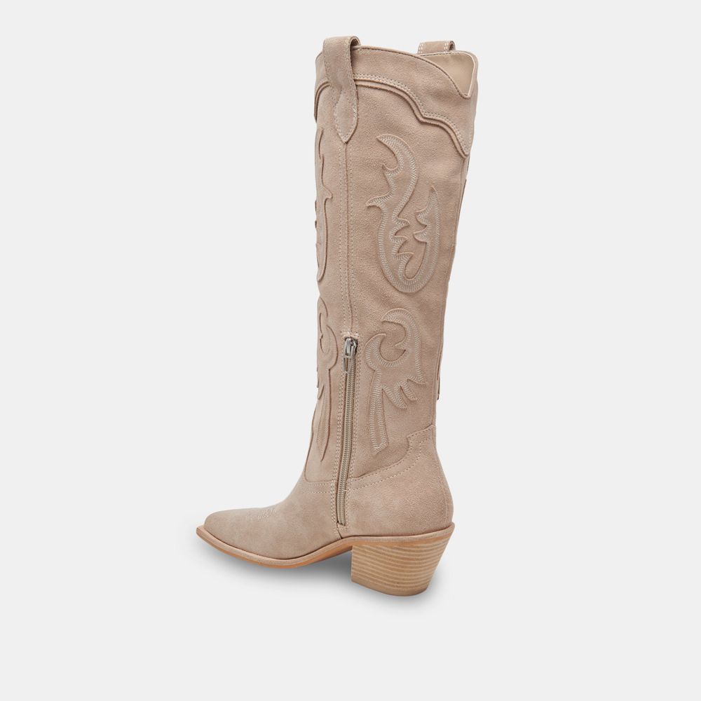 Dolce Vita Samsin Suede Women Western Boots Beige | US-853704HSG