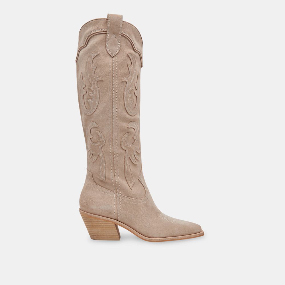 Dolce Vita Samsin Suede Women Western Boots Beige | US-853704HSG