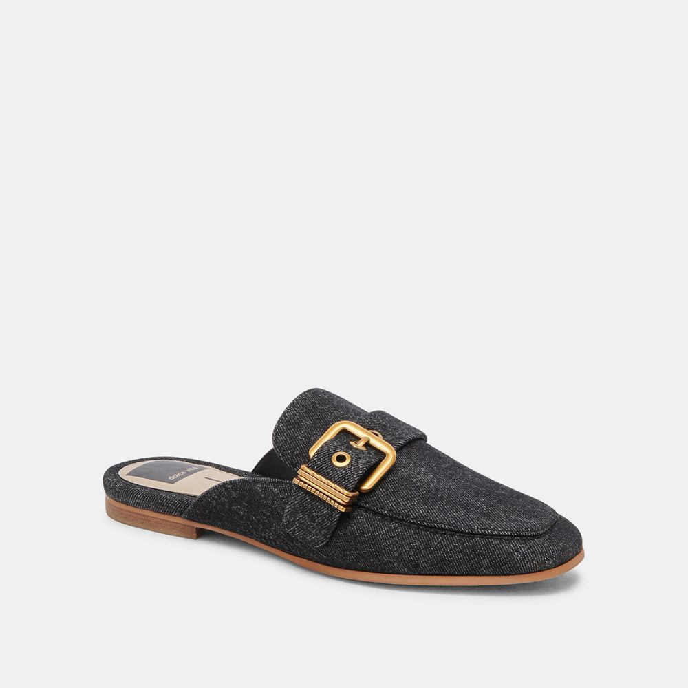 Dolce Vita Santel Denim Women Flats Black | US-291847PEL