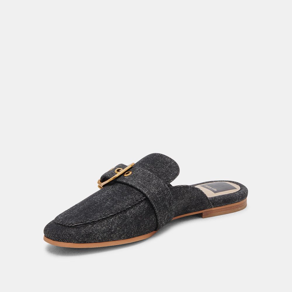 Dolce Vita Santel Denim Women Flats Black | US-291847PEL