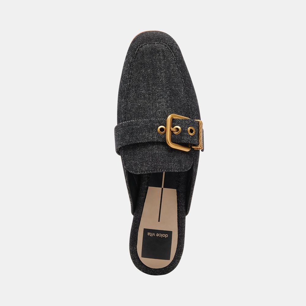 Dolce Vita Santel Denim Women Flats Black | US-291847PEL