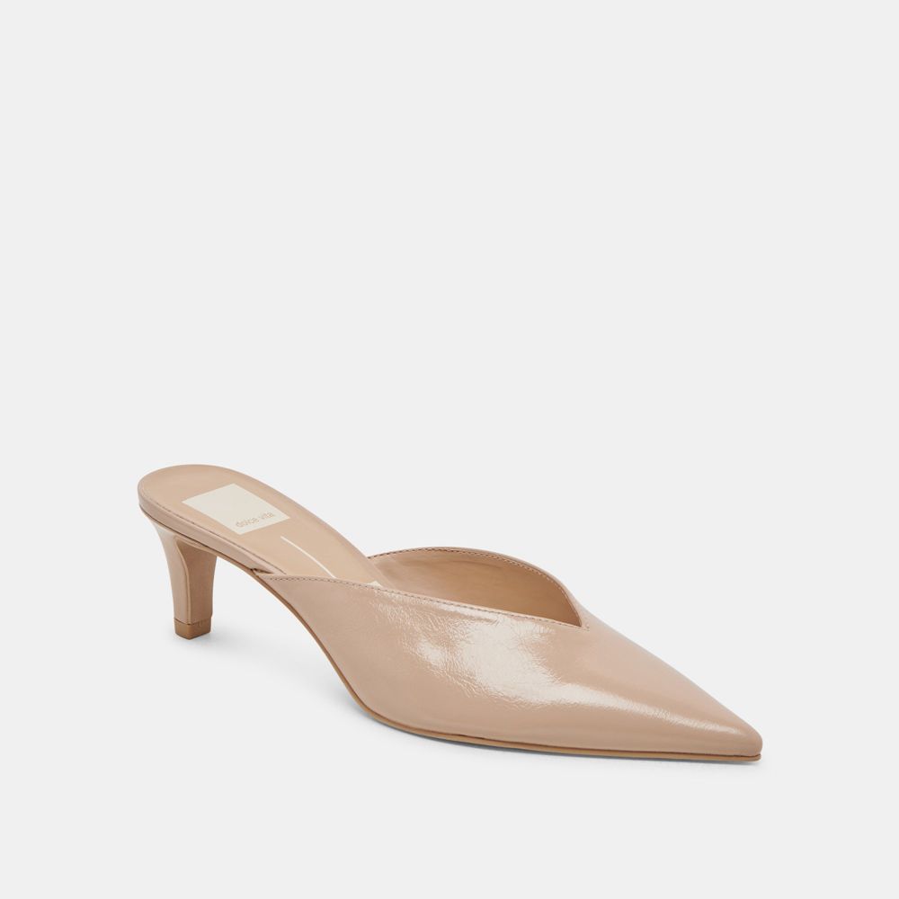 Dolce Vita Sarina Crinkle Patent Women Heels Beige | US-723980PWA