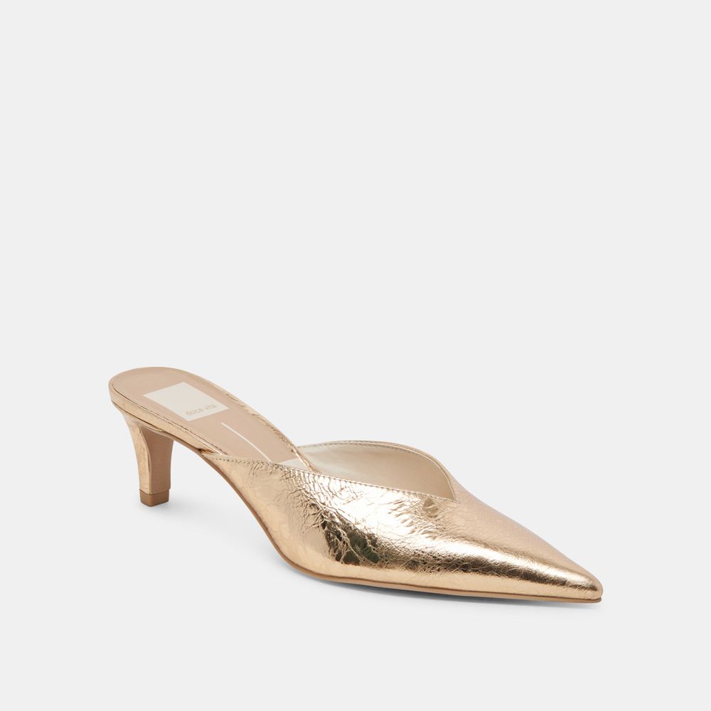 Dolce Vita Sarina Leather Women Heels Gold | US-127368DRJ