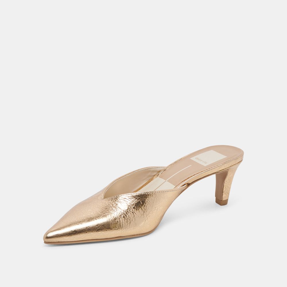 Dolce Vita Sarina Leather Women Heels Gold | US-127368DRJ