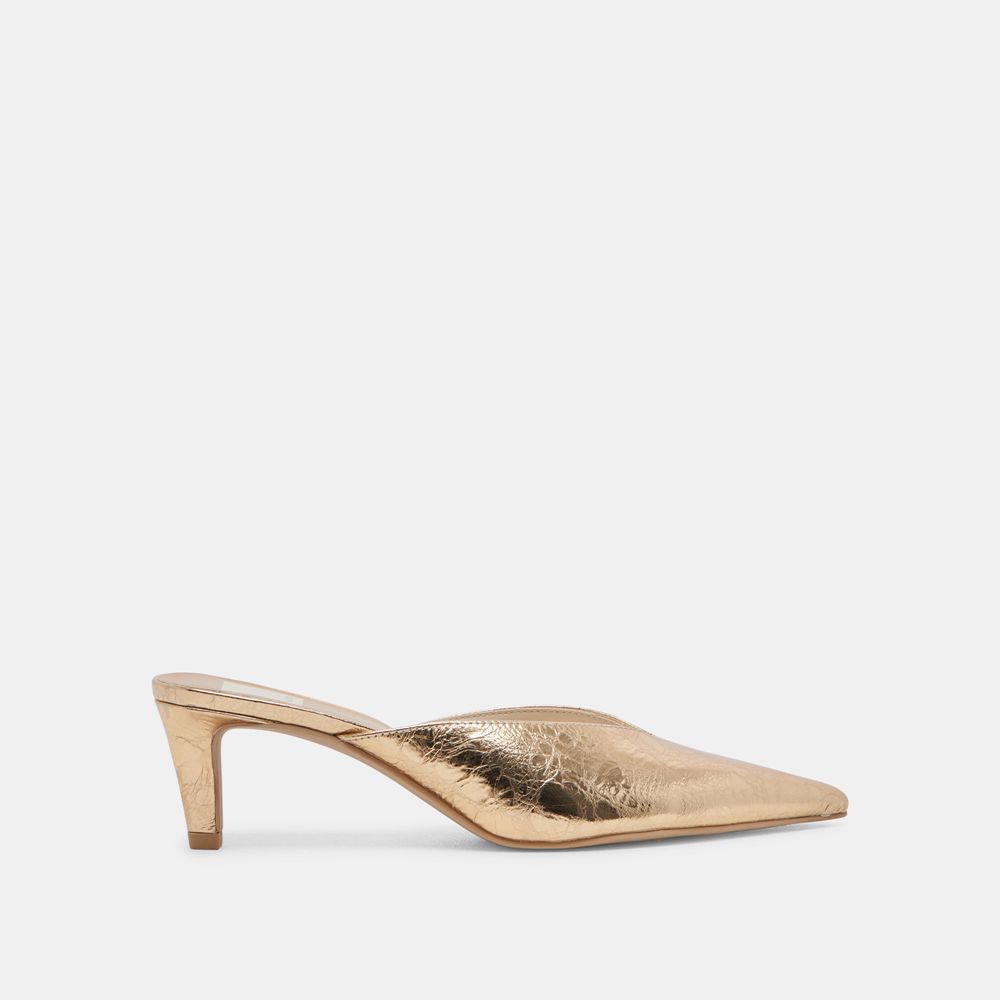 Dolce Vita Sarina Leather Women Heels Gold | US-127368DRJ