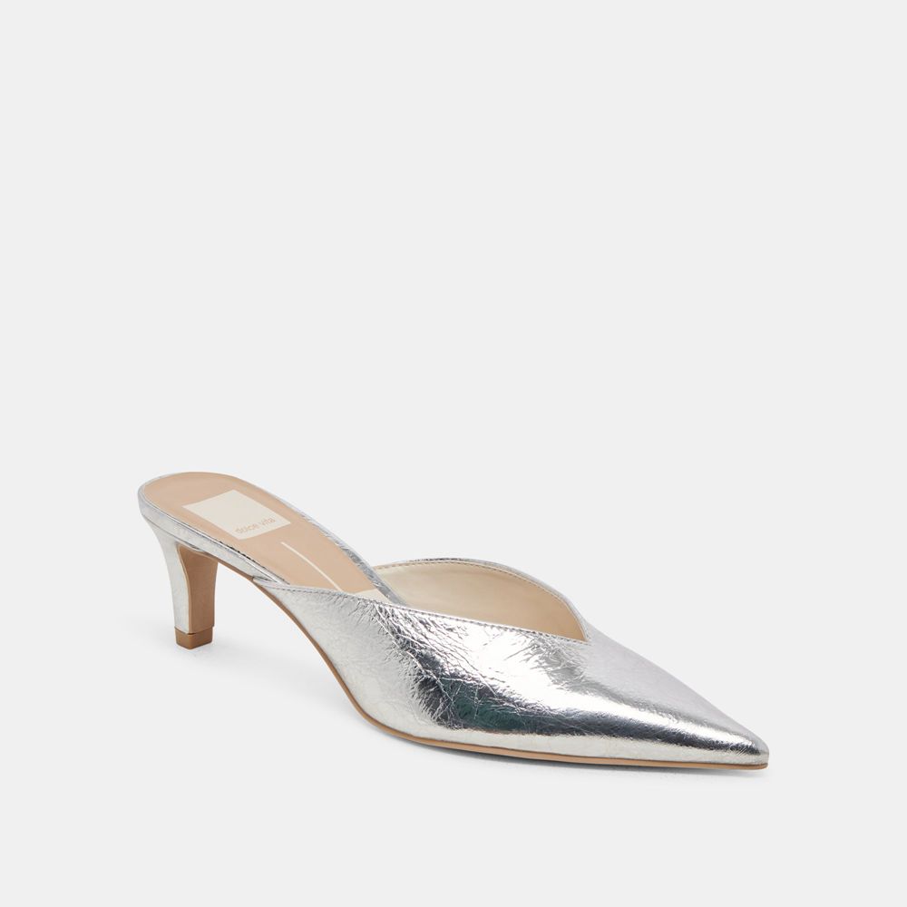 Dolce Vita Sarina Leather Women Heels Silver | US-486903AIT