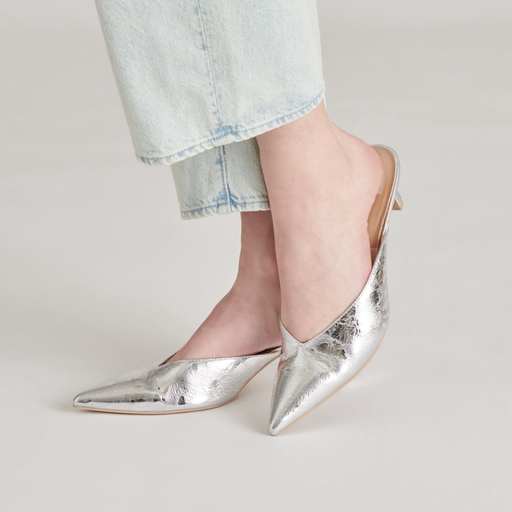 Dolce Vita Sarina Leather Women Heels Silver | US-486903AIT