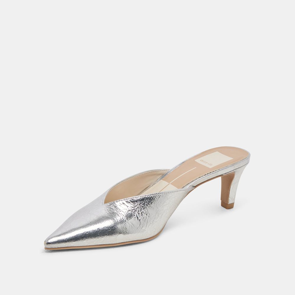 Dolce Vita Sarina Leather Women Heels Silver | US-486903AIT