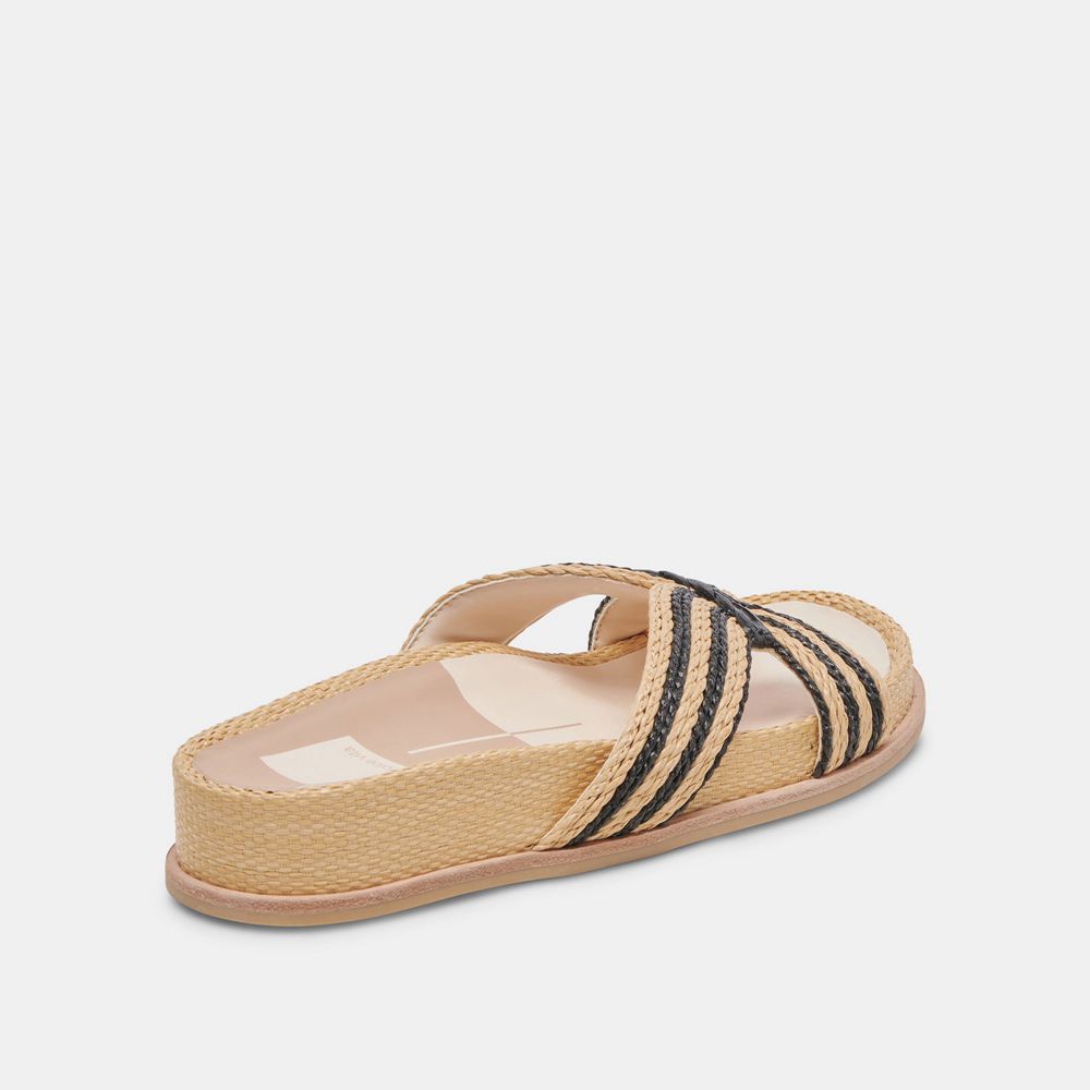 Dolce Vita Selda Raffia Women Sandals Beige / Black | US-470195DES