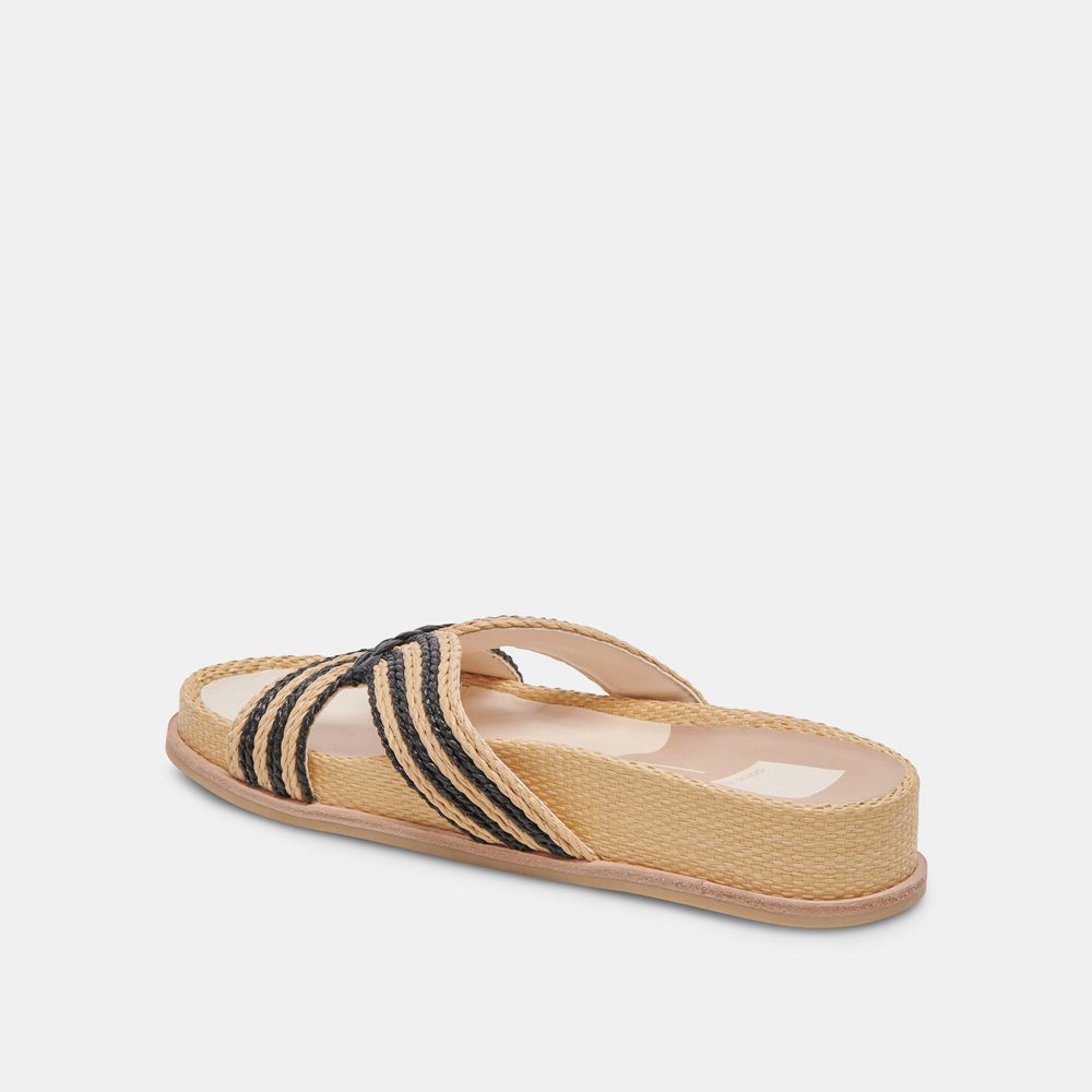 Dolce Vita Selda Raffia Women Sandals Beige / Black | US-470195DES