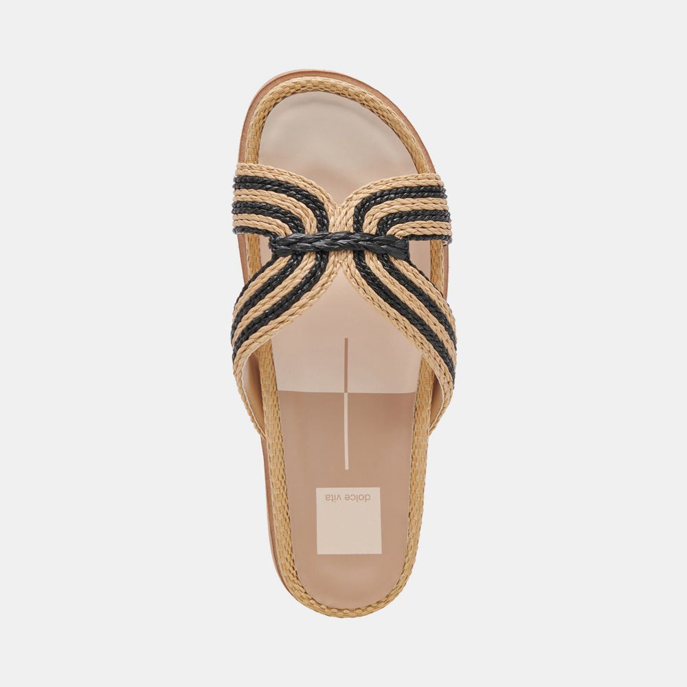 Dolce Vita Selda Raffia Women Sandals Beige / Black | US-470195DES