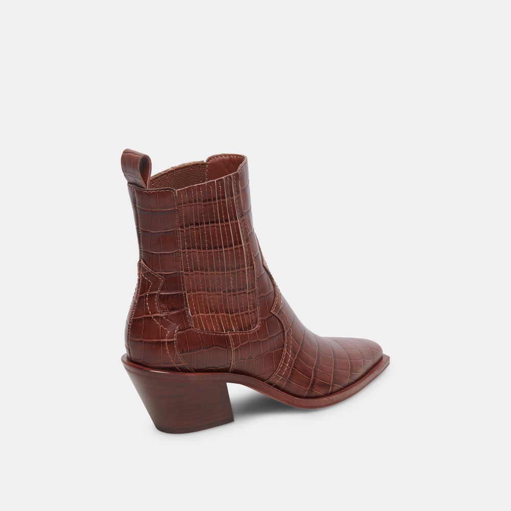 Dolce Vita Senna Leather Women Booties Brown Red | US-294537DZA