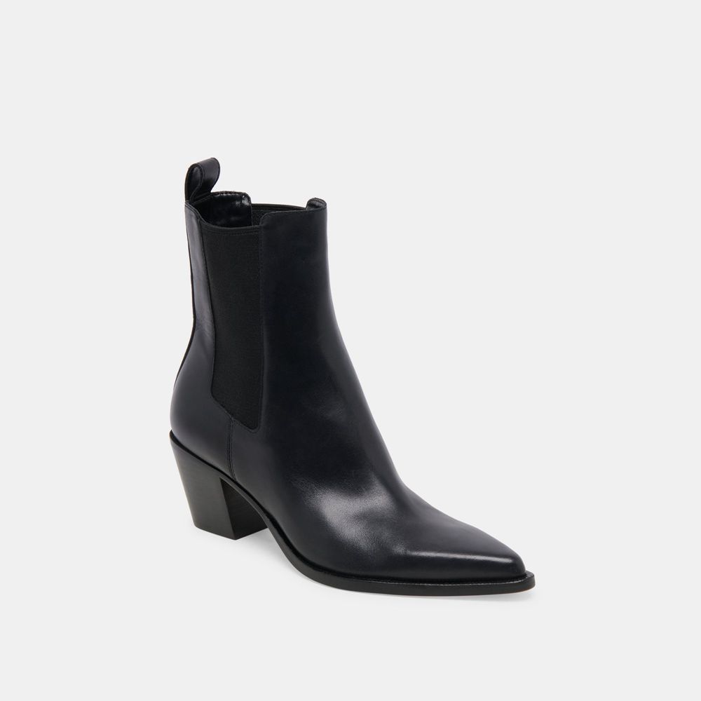 Dolce Vita Shadie H2O Wide Leather Women Chelsea Boots Black | US-718362ZML