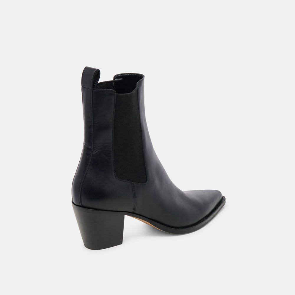 Dolce Vita Shadie H2O Wide Leather Women Chelsea Boots Black | US-718362ZML