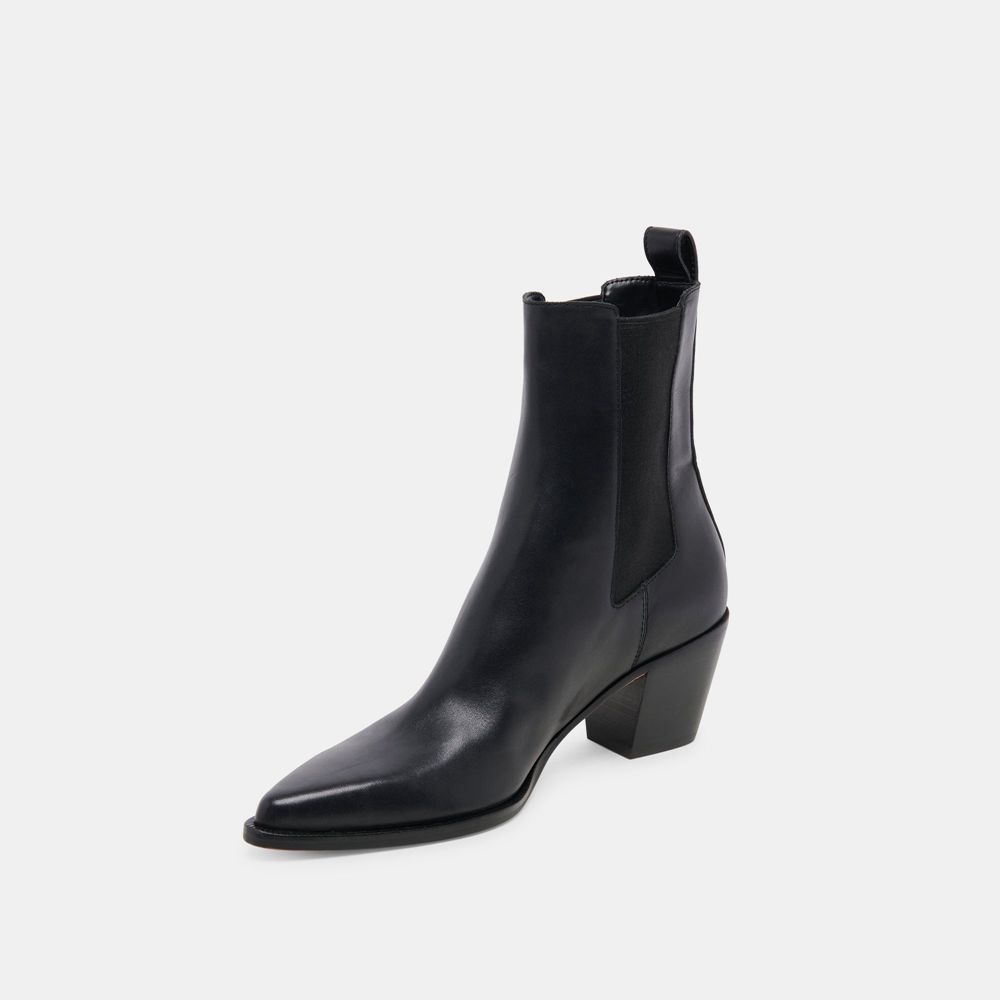 Dolce Vita Shadie H2O Wide Leather Women Chelsea Boots Black | US-718362ZML