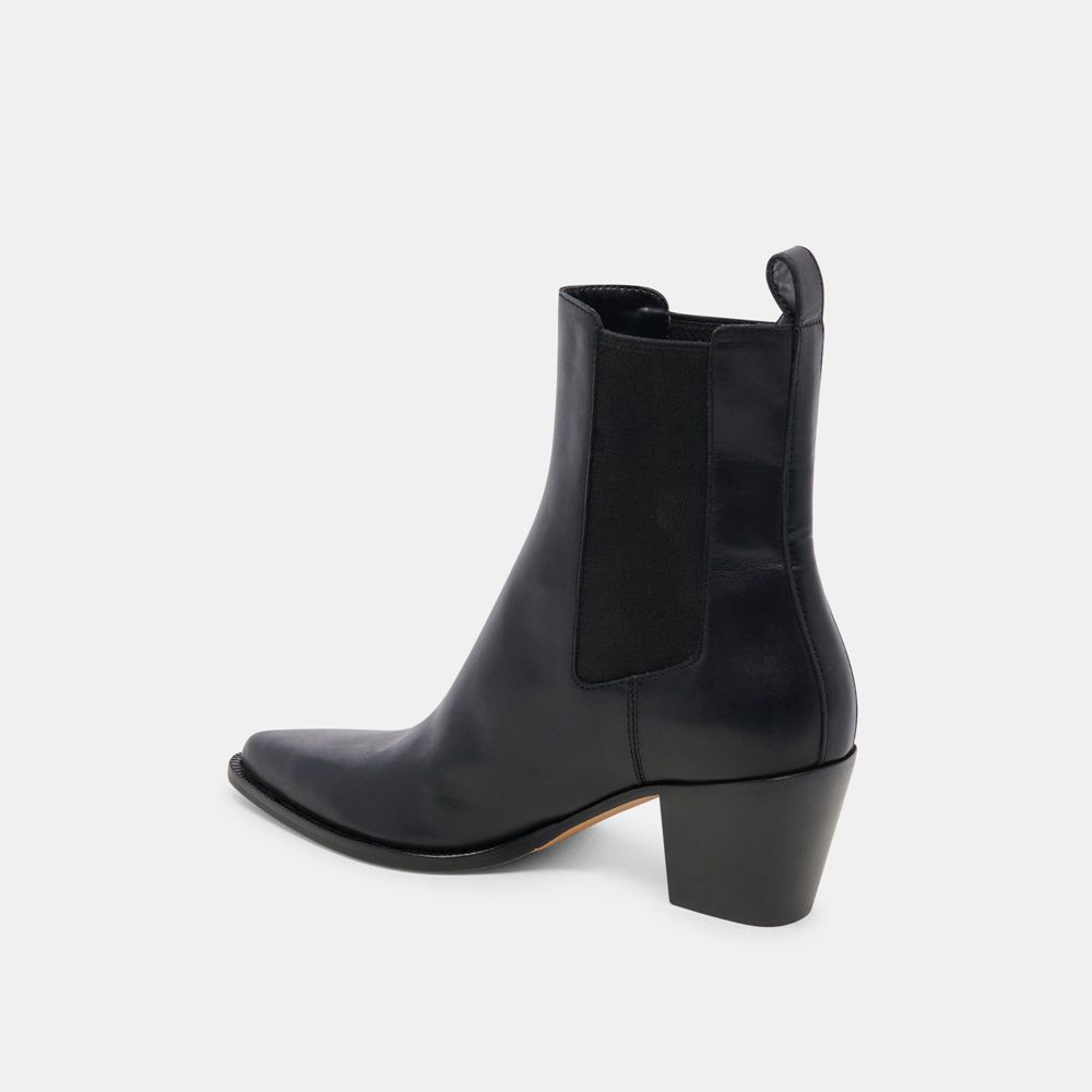 Dolce Vita Shadie H2O Wide Leather Women Chelsea Boots Black | US-718362ZML