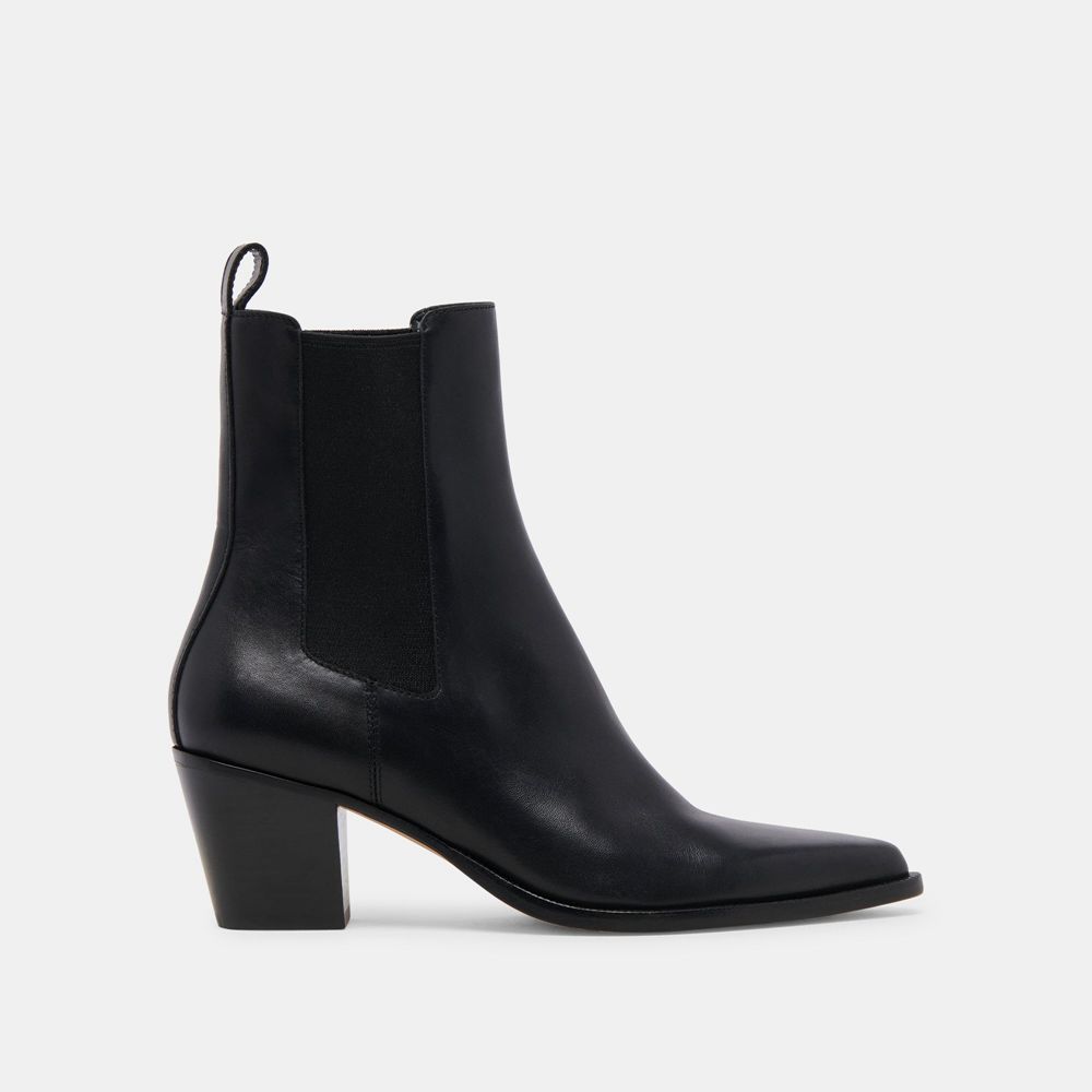 Dolce Vita Shadie H2O Wide Leather Women Chelsea Boots Black | US-718362ZML