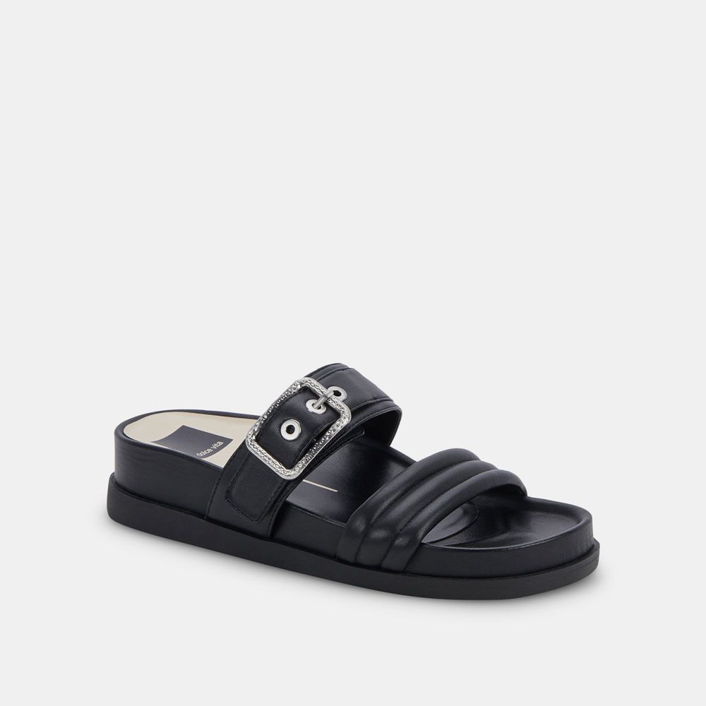 Dolce Vita Shaila Leather Women Sandals Black | US-876415JLX