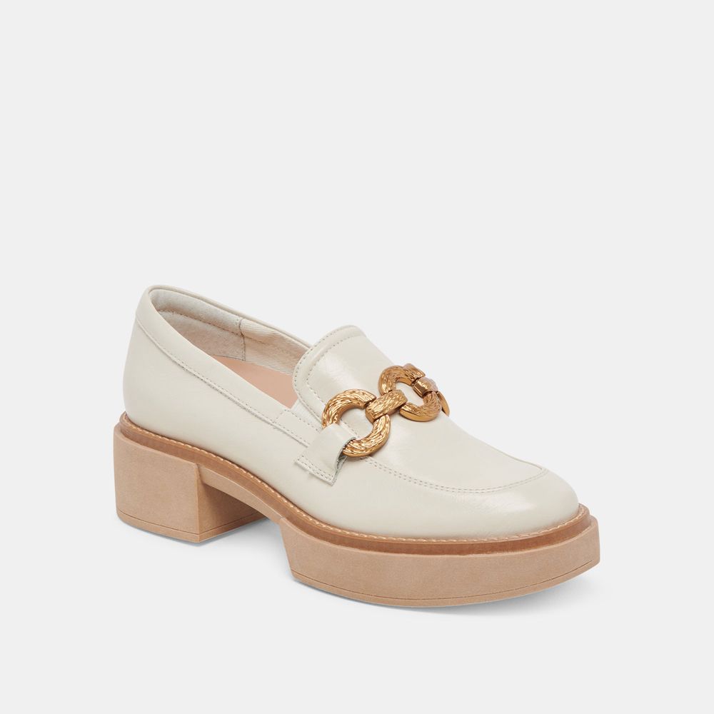 Dolce Vita Sheena Crinkle Patent Women Loafers Cream | US-503617QZW