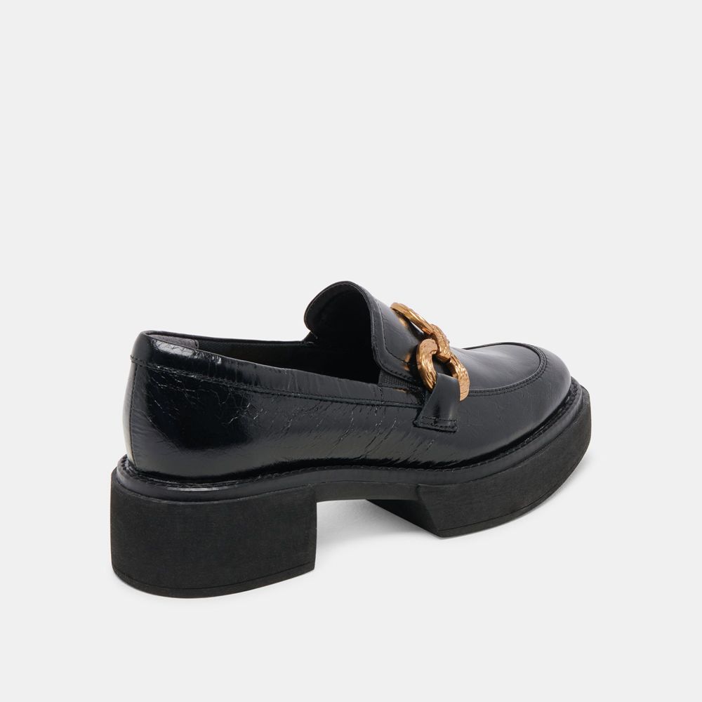 Dolce Vita Sheena Crinkle Patent Women Loafers Black | US-380149KUD