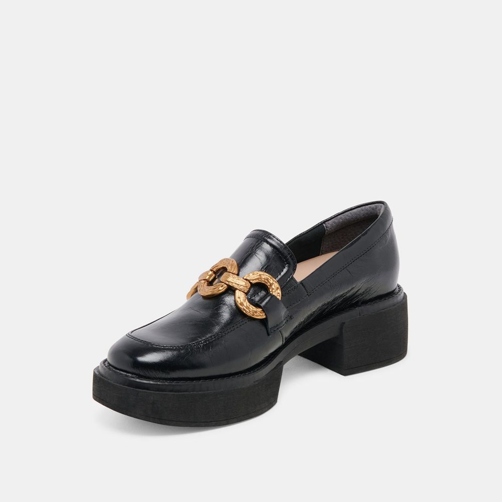 Dolce Vita Sheena Crinkle Patent Women Loafers Black | US-380149KUD