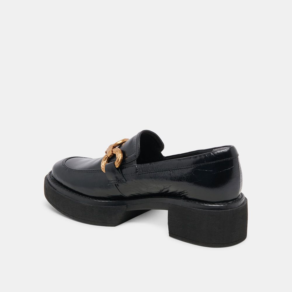 Dolce Vita Sheena Crinkle Patent Women Loafers Black | US-380149KUD