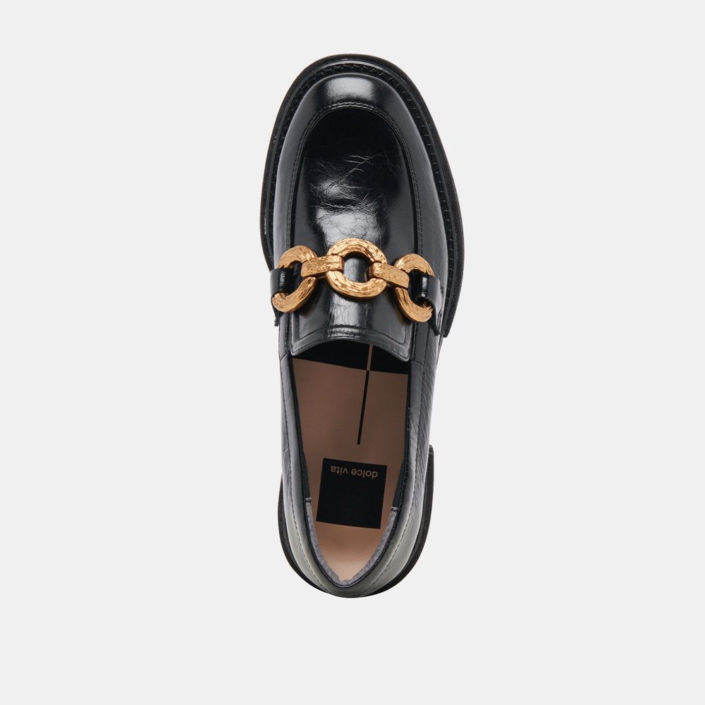 Dolce Vita Sheena Crinkle Patent Women Loafers Black | US-380149KUD