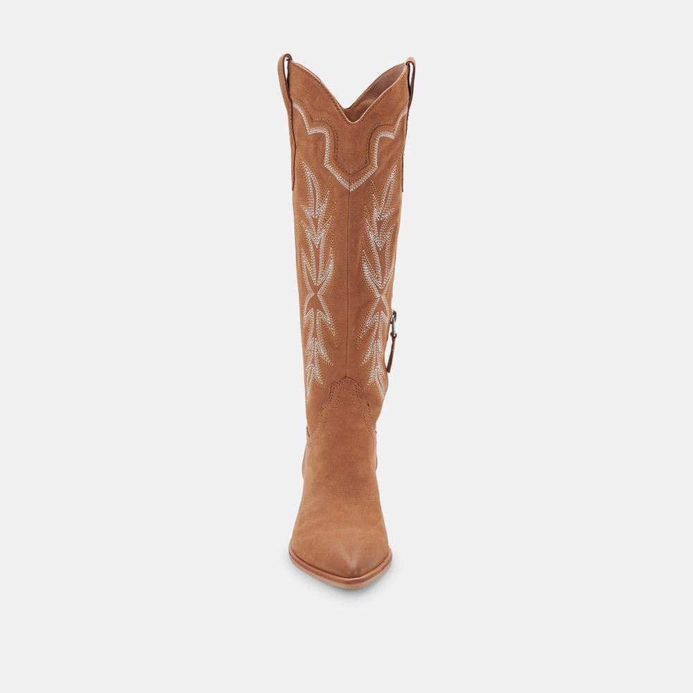 Dolce Vita Shiren Nubuck Women Western Boots Brown | US-362584VWT