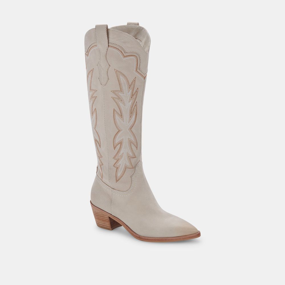 Dolce Vita Shiren Nubuck Women Western Boots Light Grey | US-206847HVU