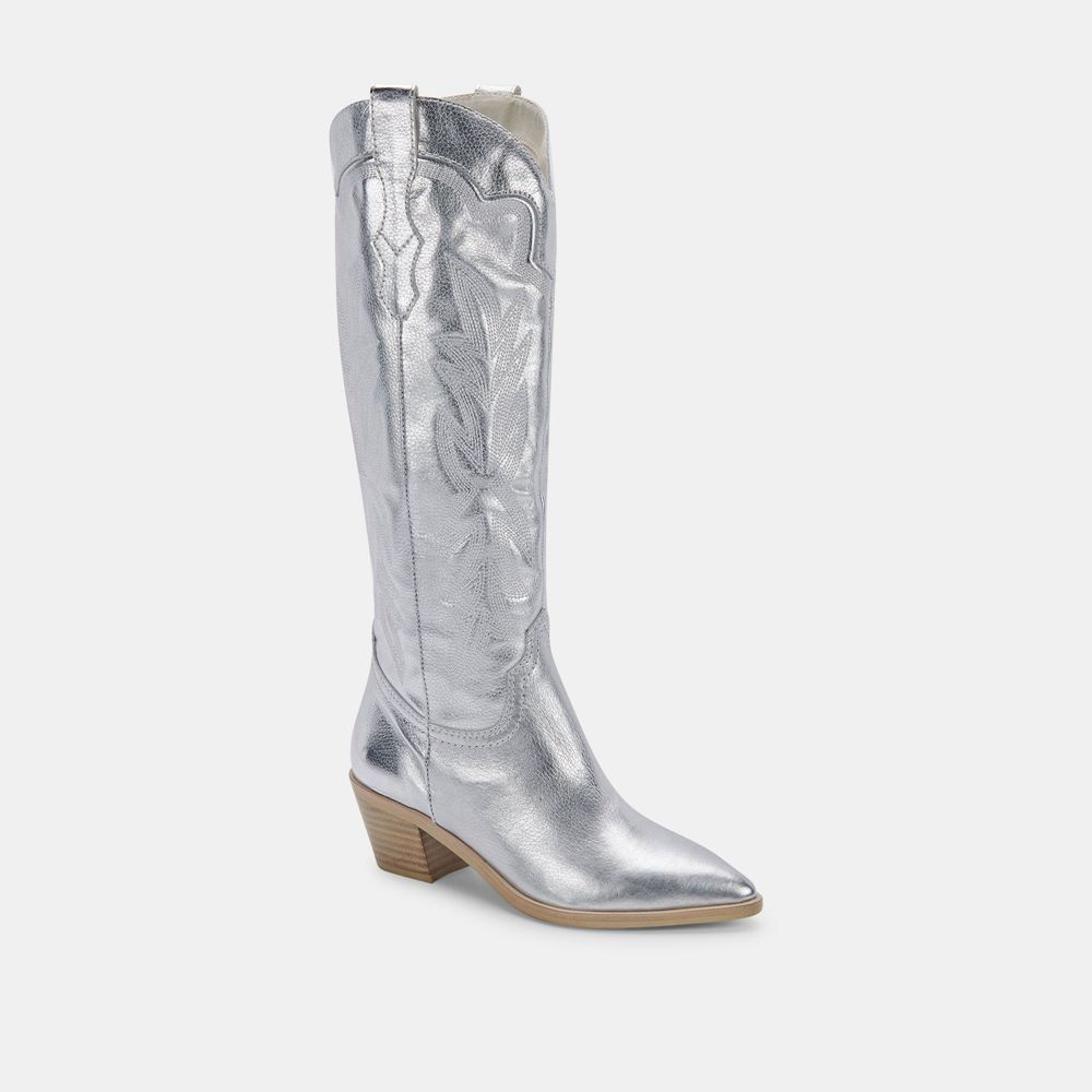 Dolce Vita Shiren Suede Women Western Boots Silver | US-407361AZH