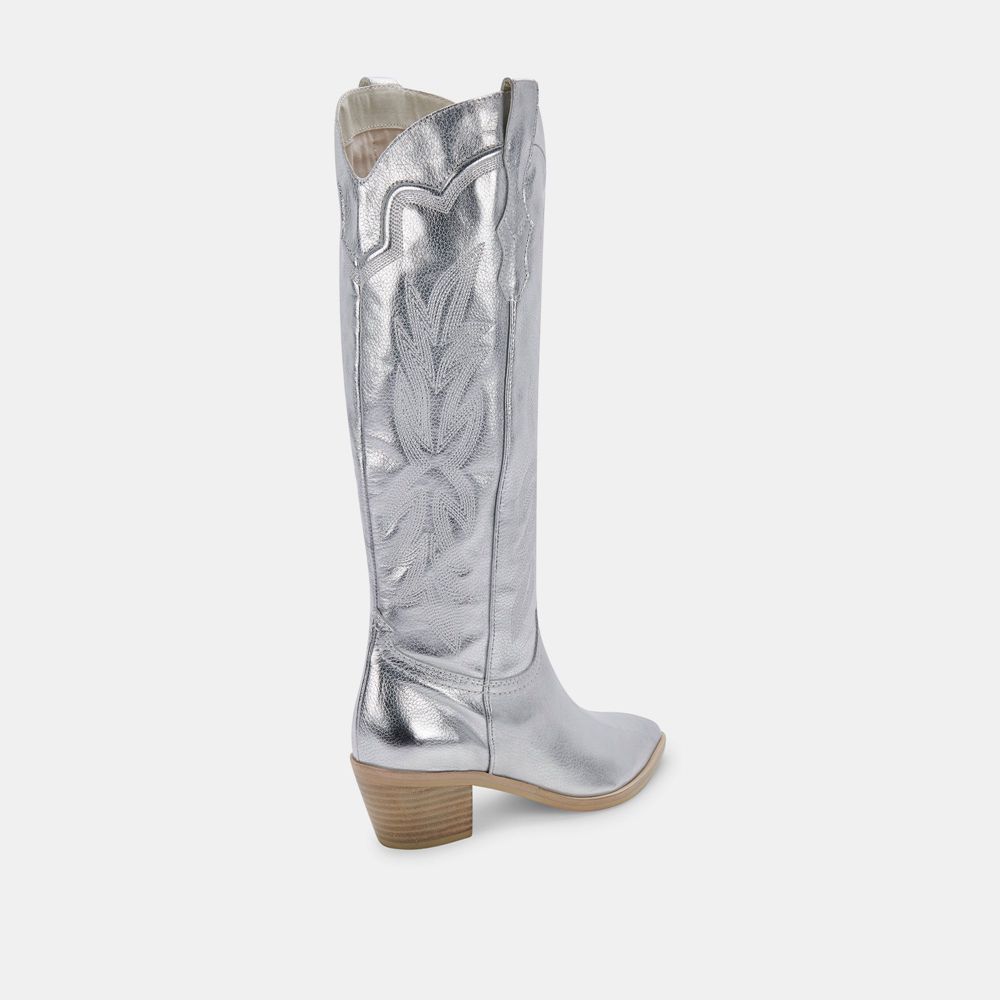 Dolce Vita Shiren Suede Women Western Boots Silver | US-407361AZH