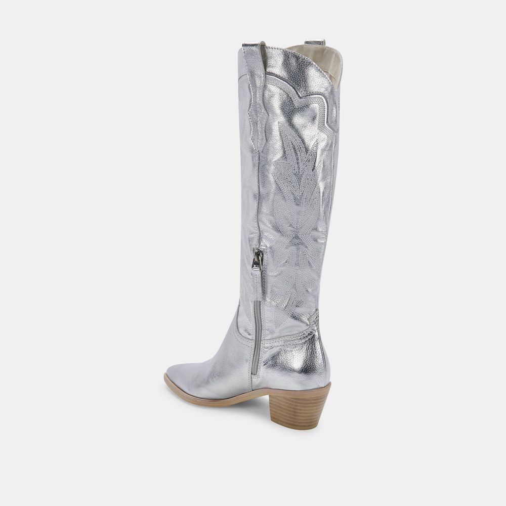 Dolce Vita Shiren Suede Women Western Boots Silver | US-407361AZH