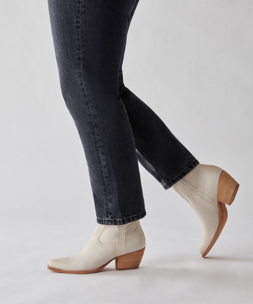 Dolce Vita Silma Nubuck Women Western Boots Cream | US-839476EOU