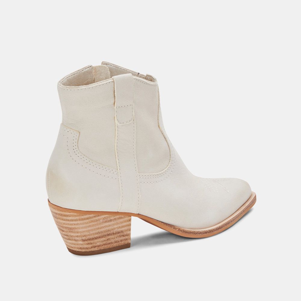 Dolce Vita Silma Nubuck Women Western Boots Cream | US-839476EOU