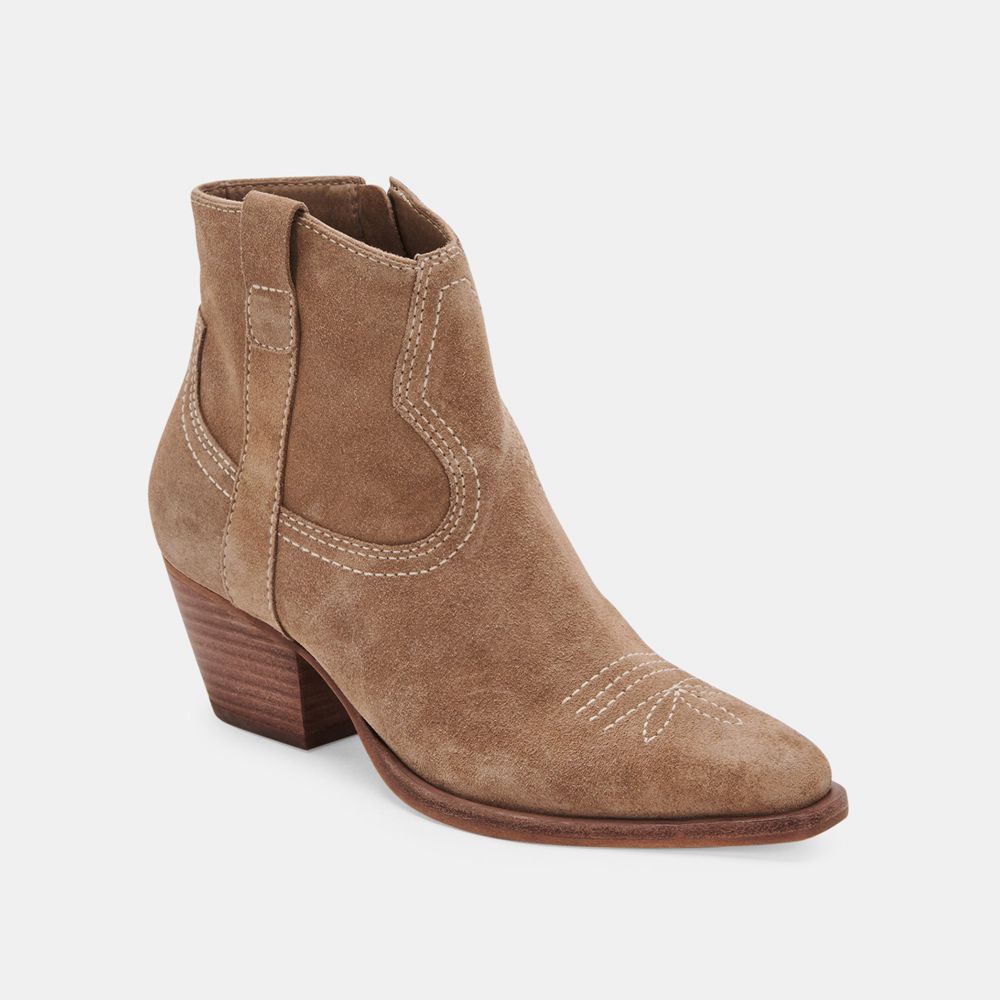 Dolce Vita Silma Suede Women Western Boots Beige | US-087641NBK