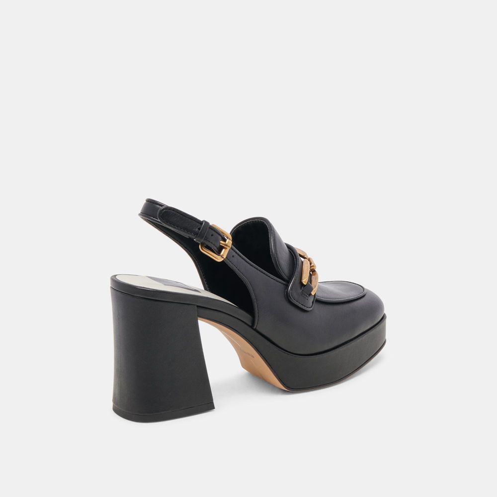 Dolce Vita Sirus Leather Women Heels Black | US-395106JHW