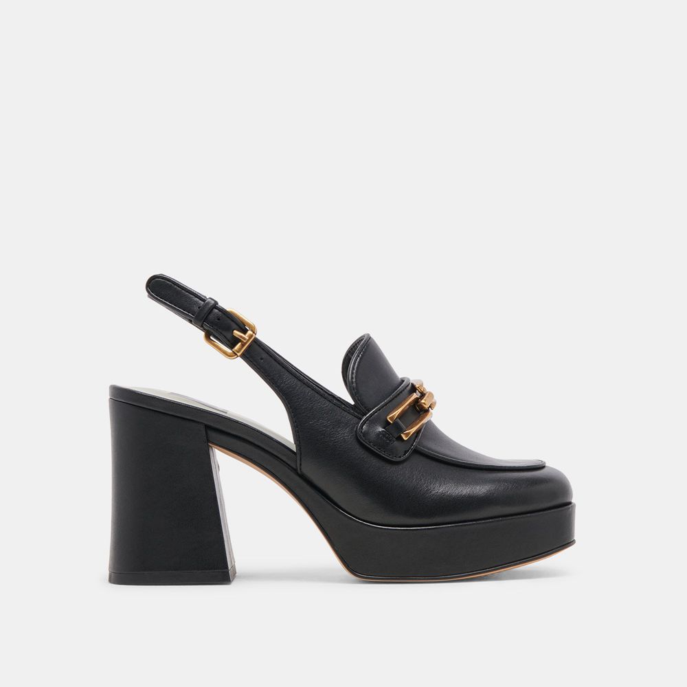 Dolce Vita Sirus Leather Women Heels Black | US-395106JHW