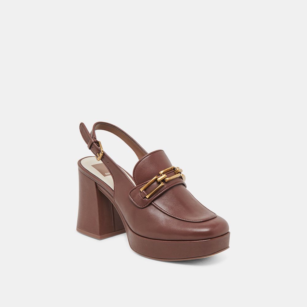 Dolce Vita Sirus Leather Women Heels Chocolate | US-137854FBY