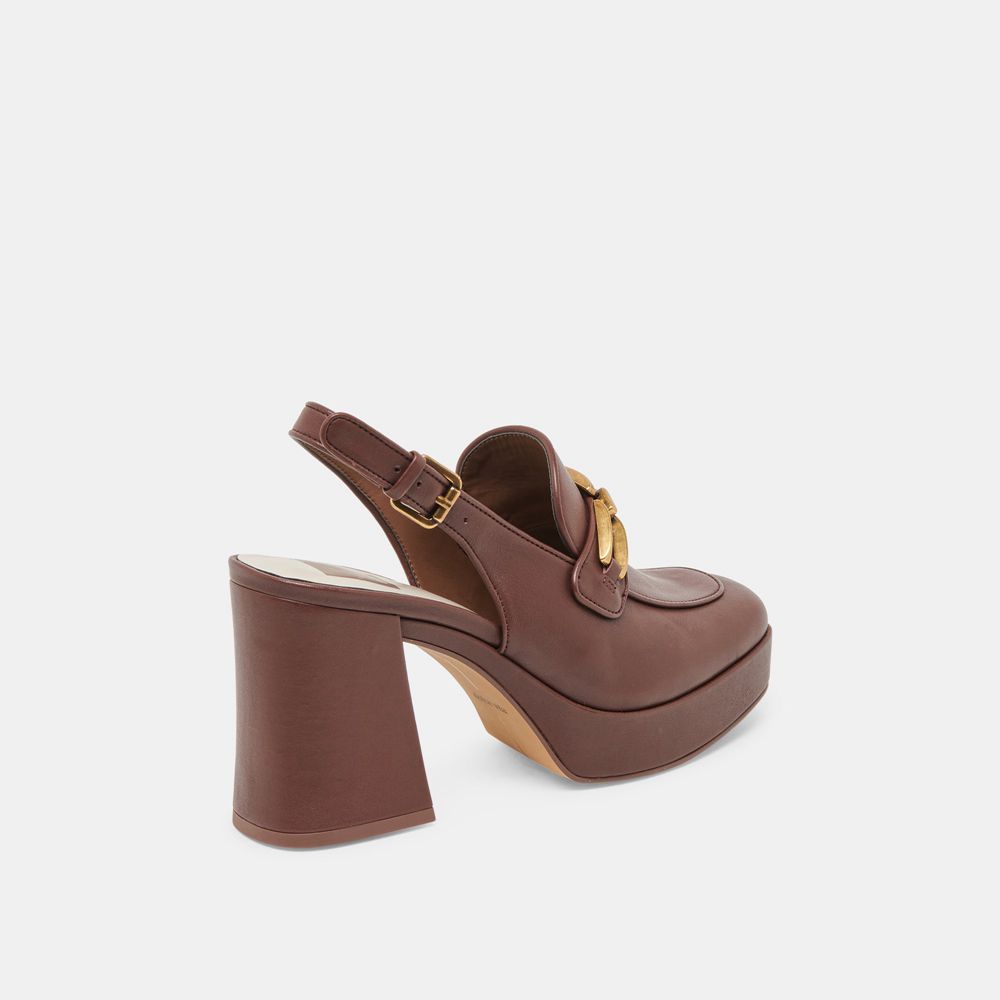 Dolce Vita Sirus Leather Women Heels Chocolate | US-137854FBY