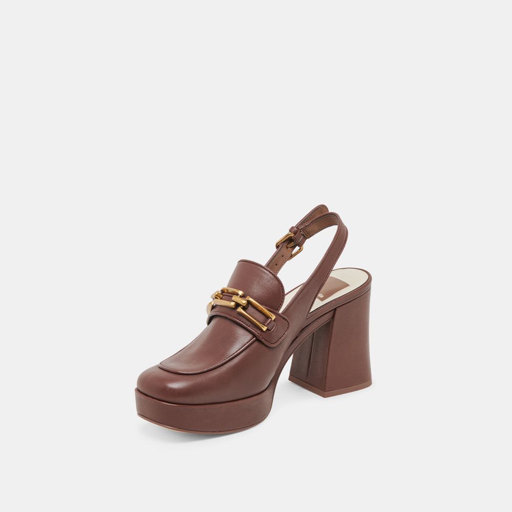 Dolce Vita Sirus Leather Women Heels Chocolate | US-137854FBY