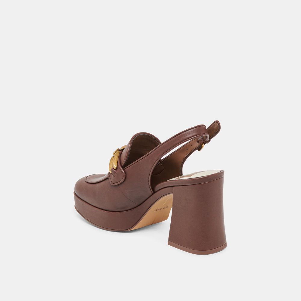 Dolce Vita Sirus Leather Women Heels Chocolate | US-137854FBY