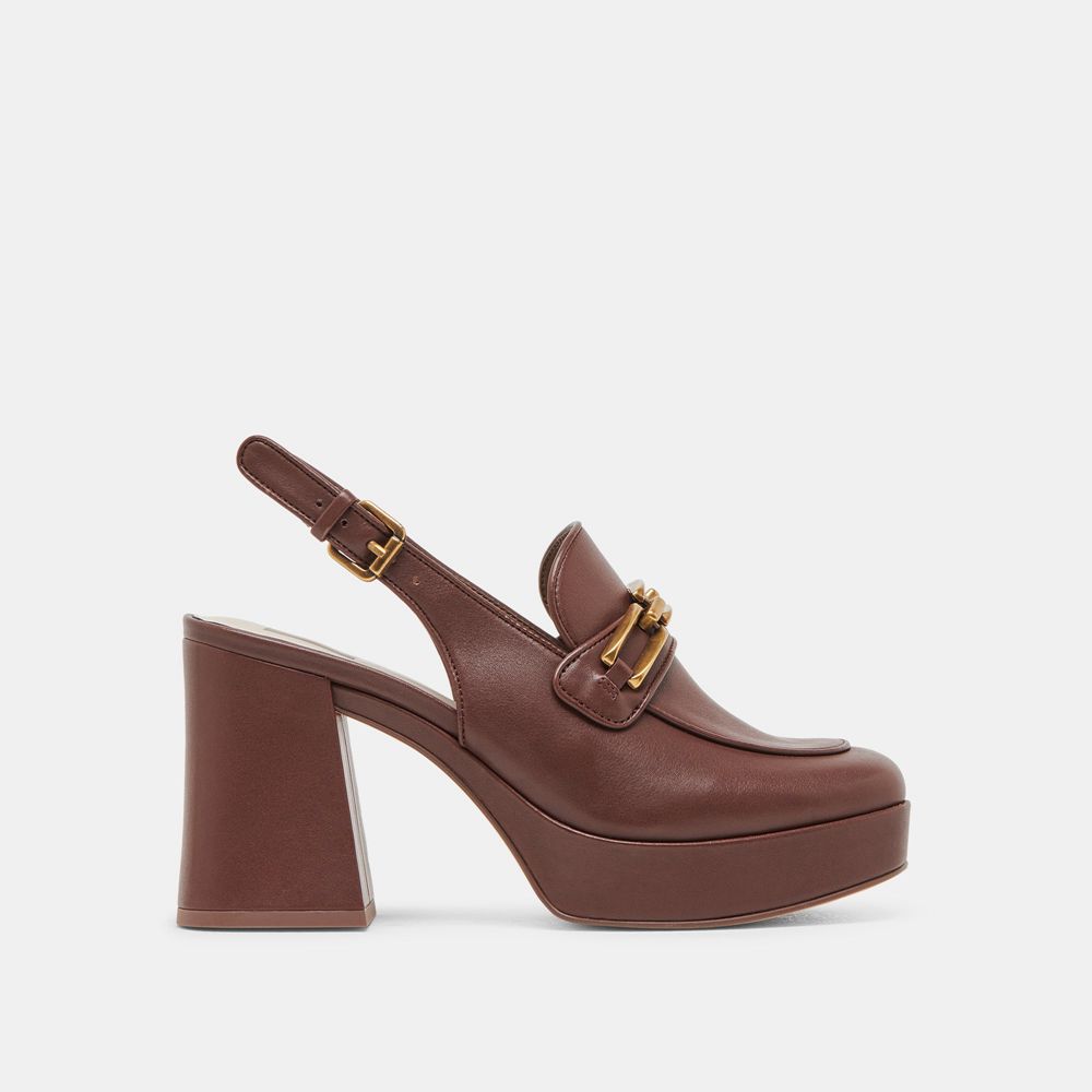 Dolce Vita Sirus Leather Women Heels Chocolate | US-137854FBY