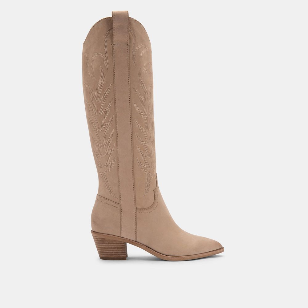 Dolce Vita Solei Nubuck Women Western Boots Beige | US-324976SJR