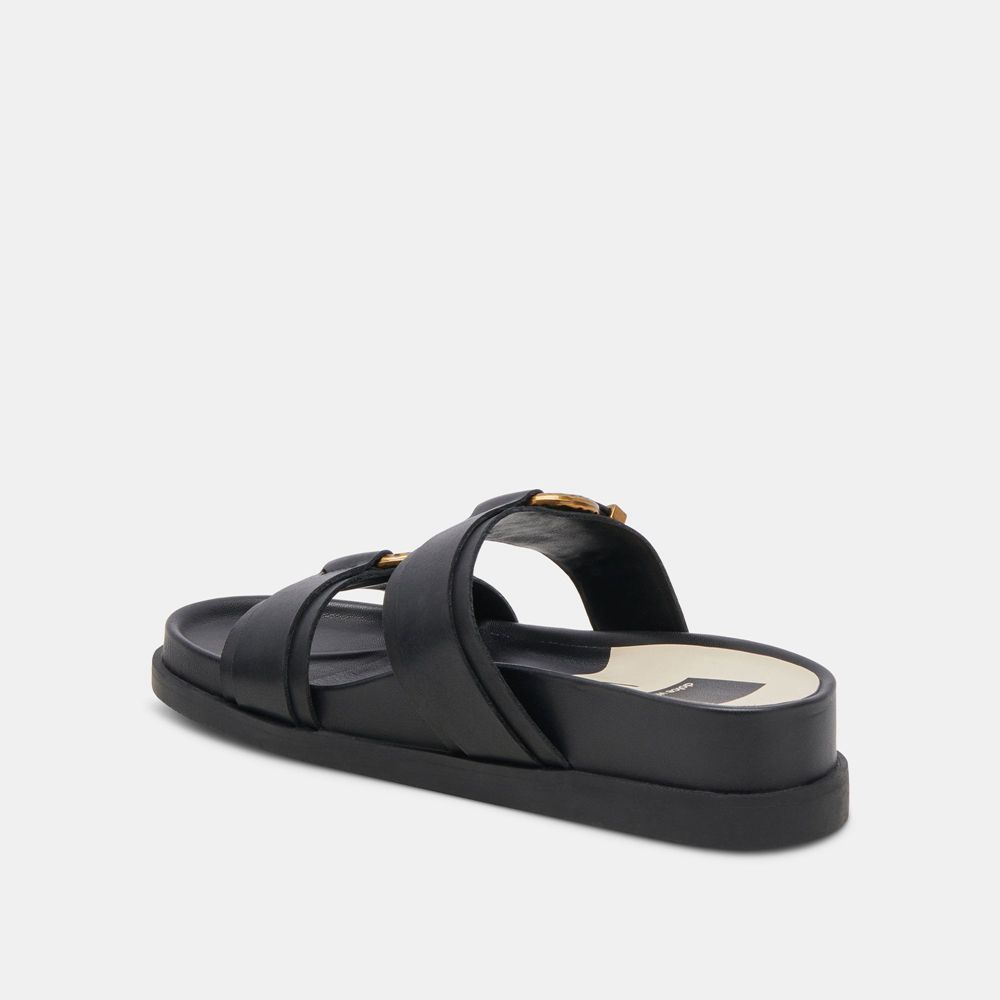 Dolce Vita Soya Leather Women Sandals Black | US-741359UOW