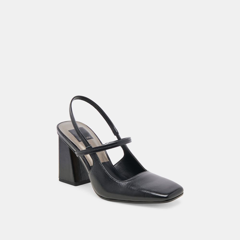 Dolce Vita Soyer Crinkle Patent Women Heels Black | US-982570HXY