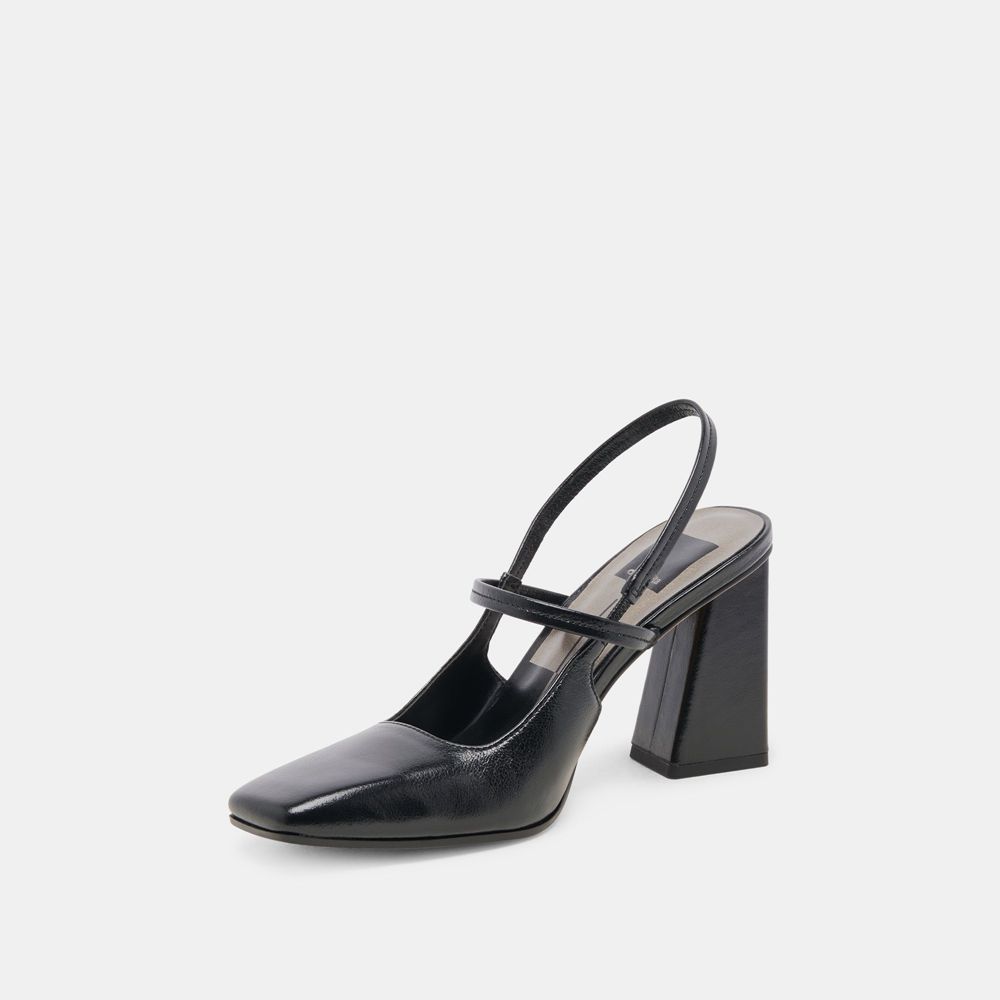 Dolce Vita Soyer Crinkle Patent Women Heels Black | US-982570HXY