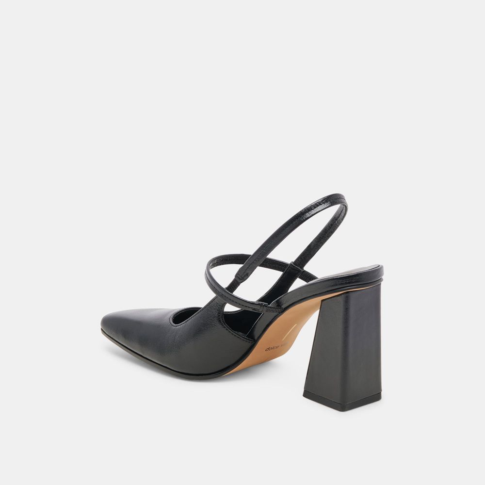 Dolce Vita Soyer Crinkle Patent Women Heels Black | US-982570HXY